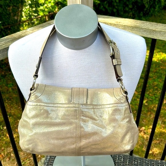 COACH F15204 Champagne Metallic Shimmer Tote Shoulder Bag - Picture 5 of 13